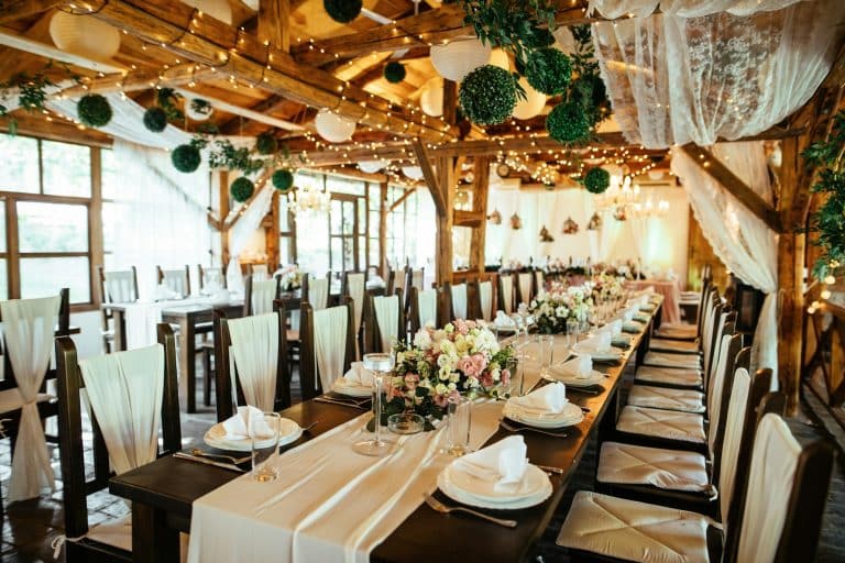 Decorated wedding venue.